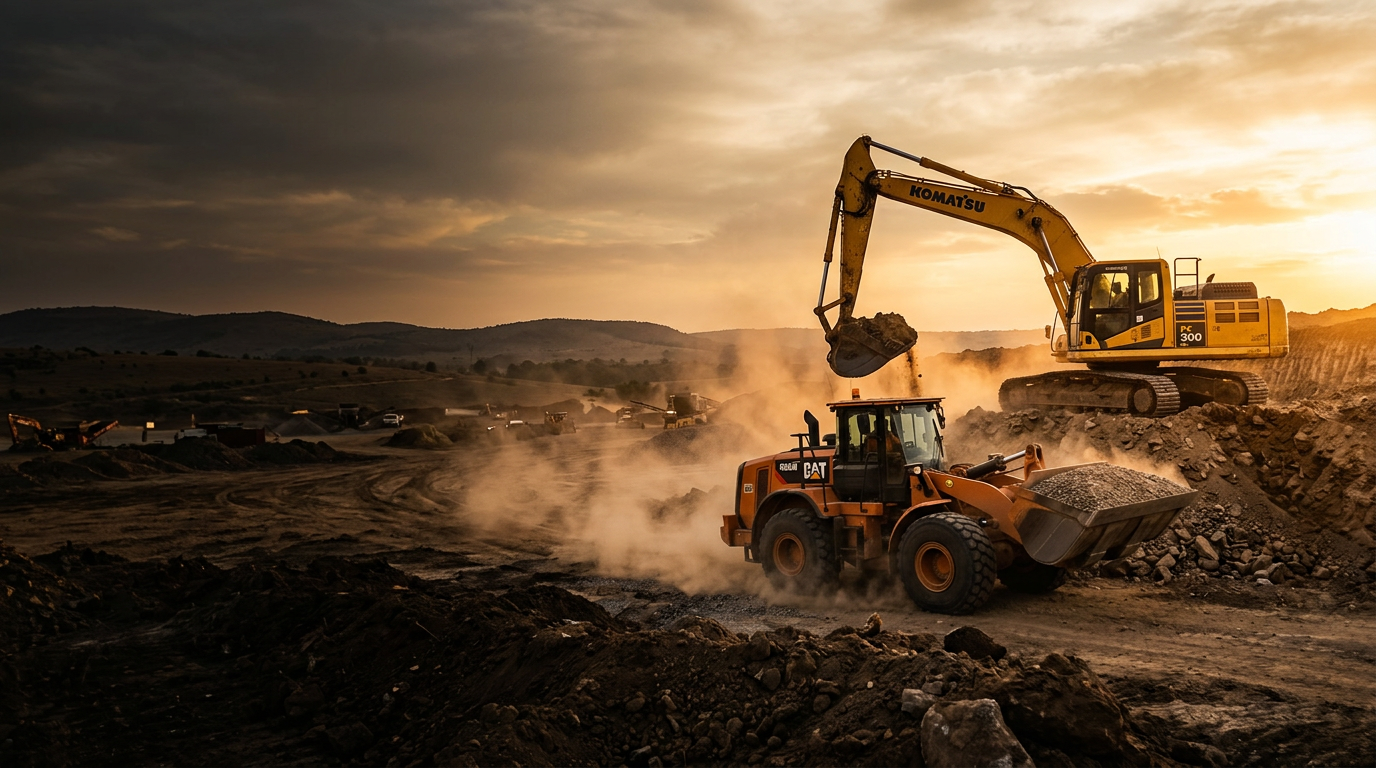 Yellow excavator working on a construction site